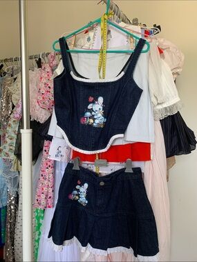 NWOT NG Order Denim Corset and Skirt Set